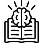 Icon of a brain on an open book
