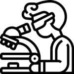 Icon of person looking into a microscope